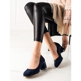 Sabatina Escarpins en daim avec zircone cubique bleu marine 1