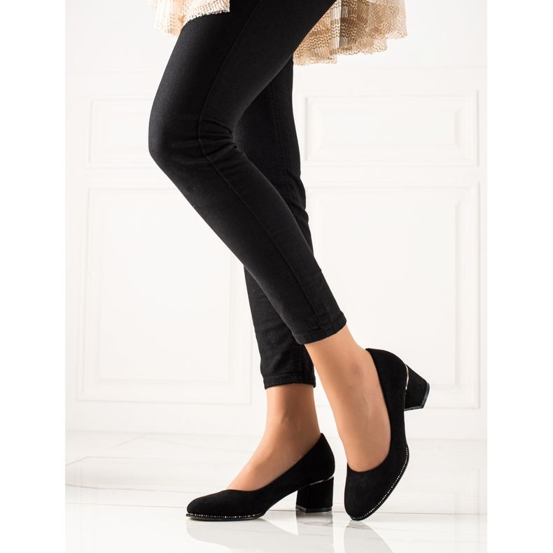 Sabatina Escarpins en daim avec zircone cubique le noir 1