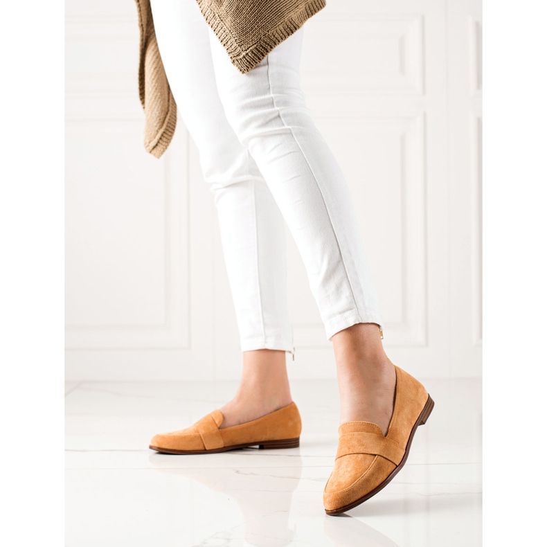 Evento Mocassins classiques en daim beige jaune 1