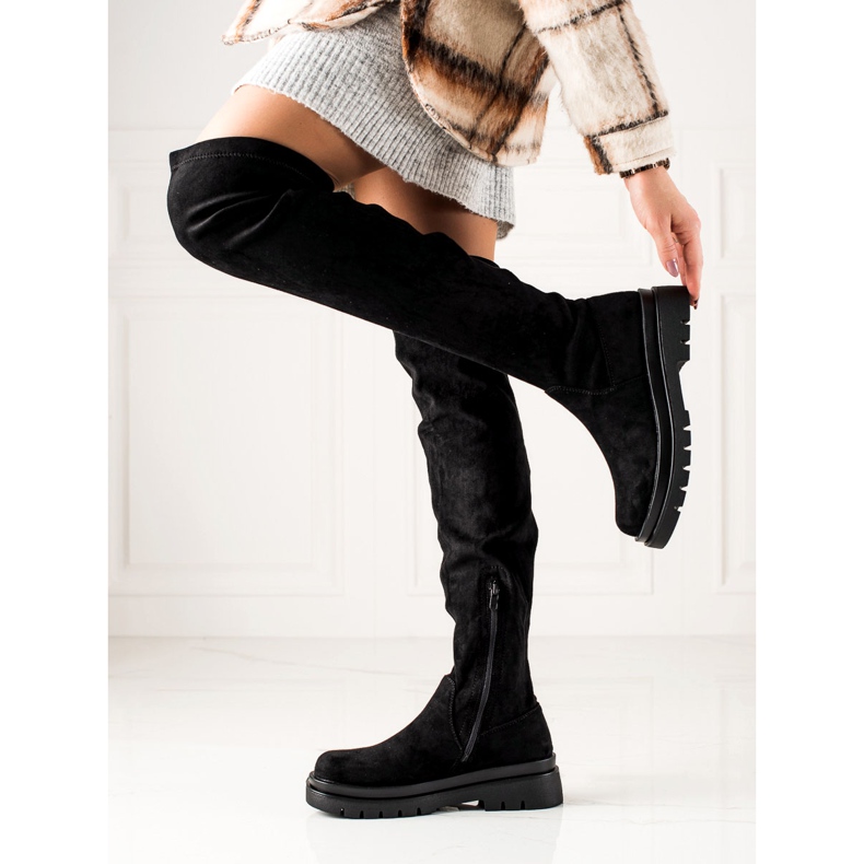 Sixth Sense Cuissardes en daim sur la plateforme noir 2