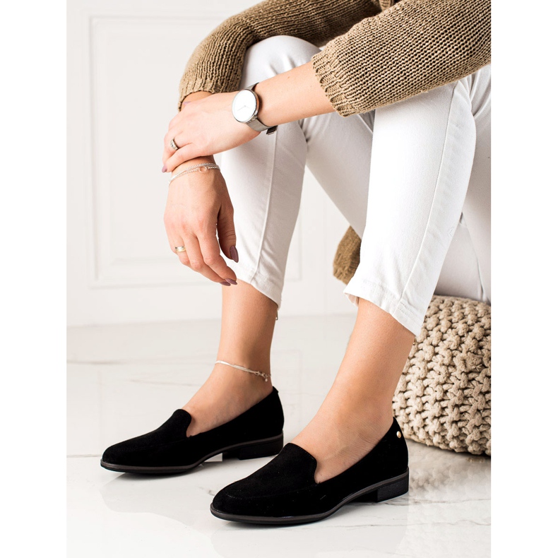 M.Daszyński Mocassins en daim élégants le noir 1