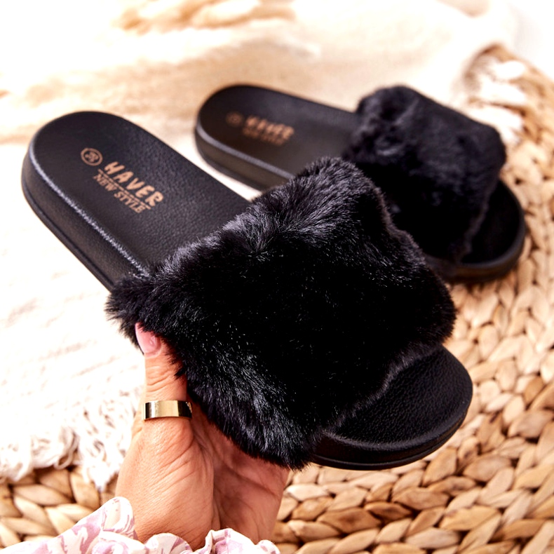 PH1 Pantoufles En Caoutchouc Avec Fourrure Emmie Noire le noir 1