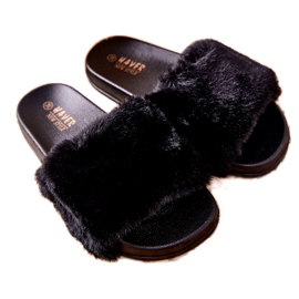 PH1 Pantoufles En Caoutchouc Avec Fourrure Emmie Noire 3