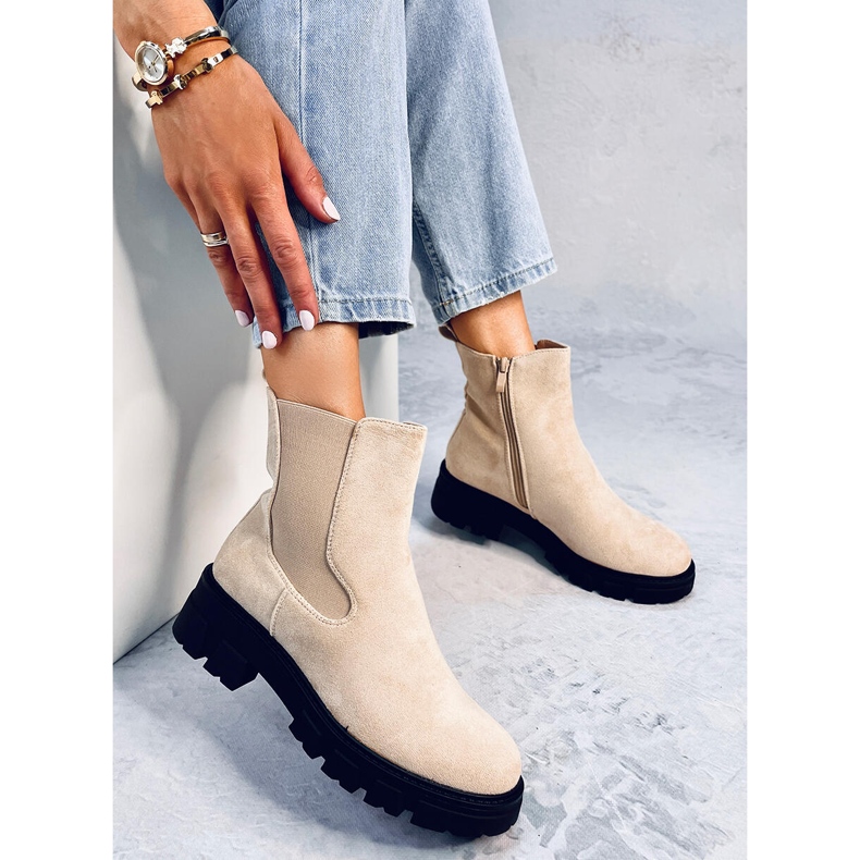 Bottines Chelsea en daim beige Hege 1
