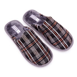 WJ1 Chaussons Homme Gris Chaud à Carreaux Whisper brun 1