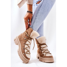 PF1 Bottes Chaudes En Daim Beige Trappers Mindago 1