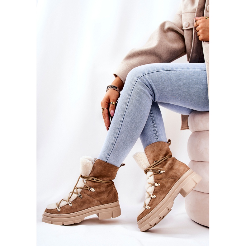 PF1 Bottes Chaudes En Daim Beige Trappers Mindago 2