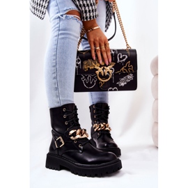WS1 Bottes de travail Molisa noires avec chaîne le noir d'or 1