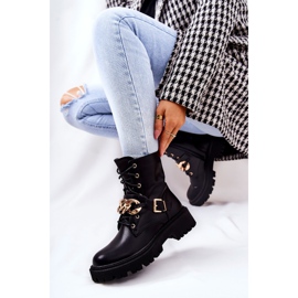 WS1 Bottes de travail Molisa noires avec chaîne le noir d'or 2