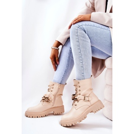 WS1 Bottes de travail Molisa beiges avec chaîne d'or 2