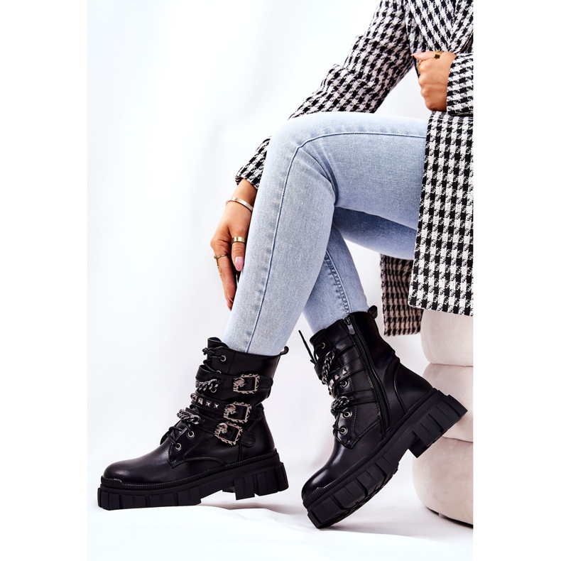 WS1 Bottes Attachées Chaîne Boucle Noir Reiloy 2