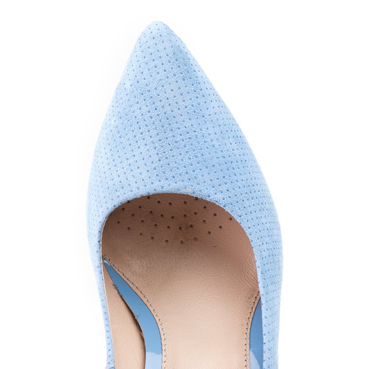 Marco Shoes Escarpins en cuir suédé bleu à pois 3D 2
