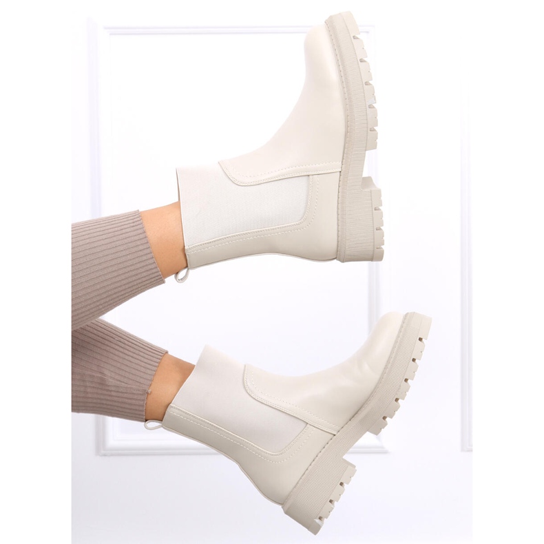 Chelsea boots à tige haute Cillo Beige 1