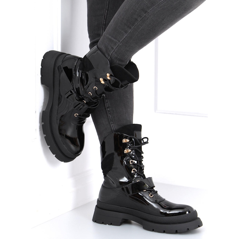 Boots Jens Black vernies militaires le noir 1