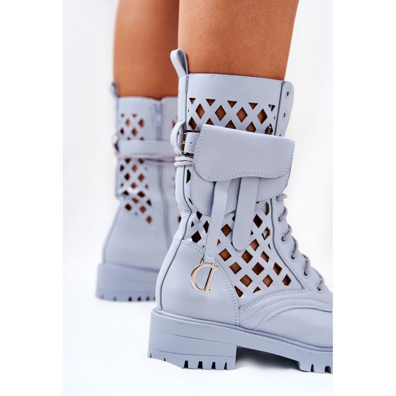 PS1 Boots ajourées avec le rein Blue Rock Star bleu 1