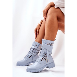PS1 Boots ajourées avec le rein Blue Rock Star bleu 2