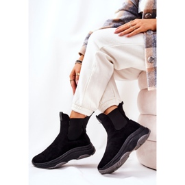 WS1 Bottes plateformes en daim noires Nicci le noir 5
