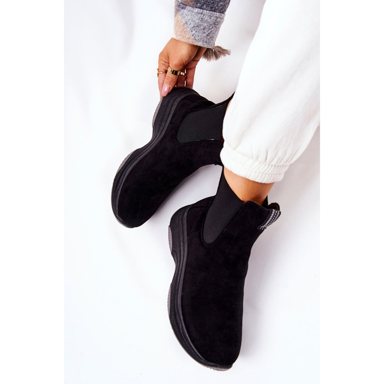 WS1 Bottes plateformes en daim noires Nicci 1