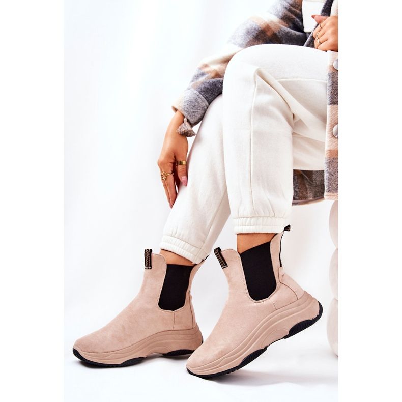 WS1 Bottines Plateforme Daim Beige Nicci 1