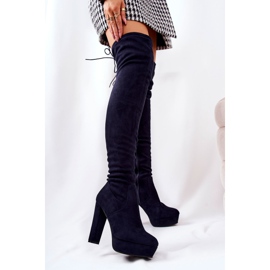 WS1 Bottines Talon Daim Bleu Marine Minesa 5