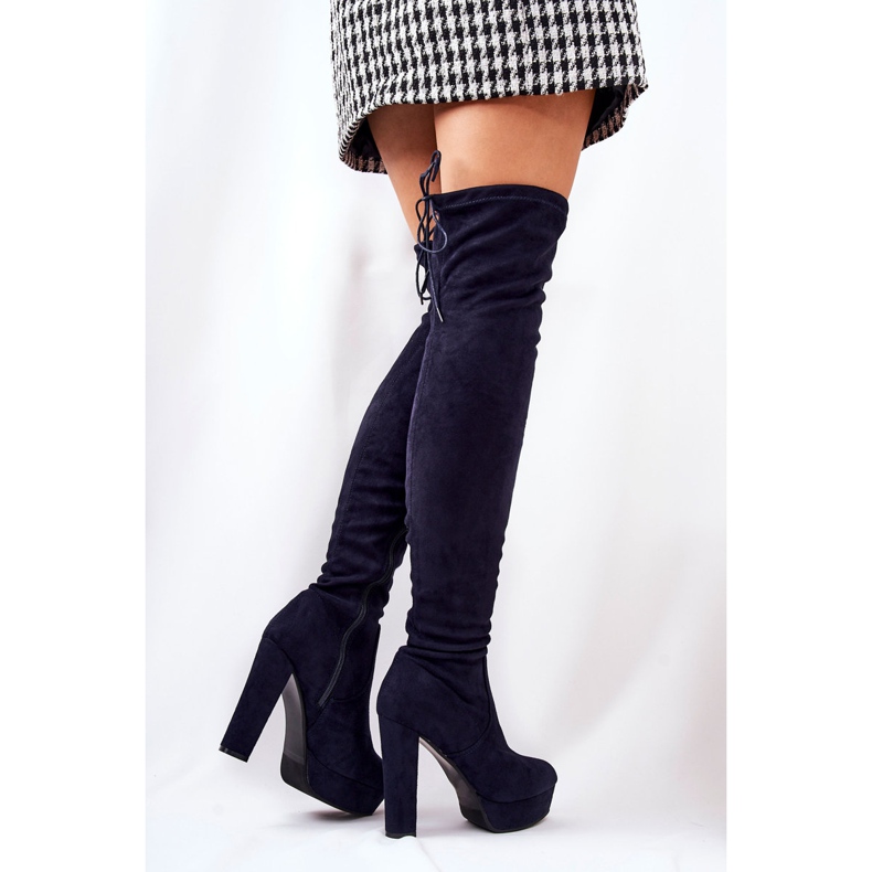 WS1 Bottines Talon Daim Bleu Marine Minesa 1