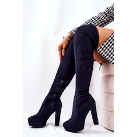 WS1 Bottines Talon Daim Bleu Marine Minesa 2