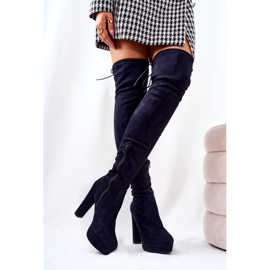 WS1 Bottines Talon Daim Bleu Marine Minesa 4