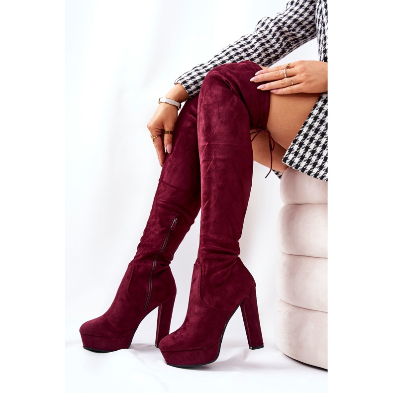 WS1 Bottines Talon Daim Bordeaux Minesa rouge 2