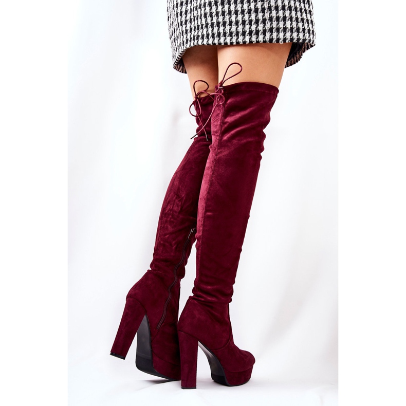 WS1 Bottines Talon Daim Bordeaux Minesa rouge 1