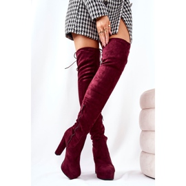 WS1 Bottines Talon Daim Bordeaux Minesa rouge 4