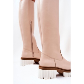 PA2 Bottes en cuir avec fermeture éclair Nellis beige brun 1