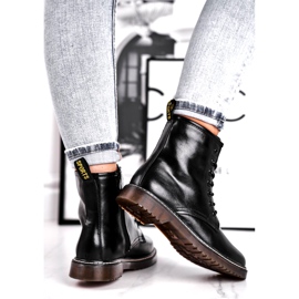 EVE Bottines Femme Bottines Trappeurs Laquées Marita Noir 3