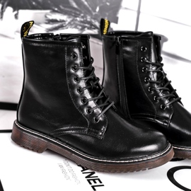 EVE Bottines Femme Bottines Trappeurs Laquées Marita Noir 4