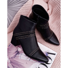 PS1 Bottines Femme À Talons En Spitz Avec Rivets Noir Primma 5