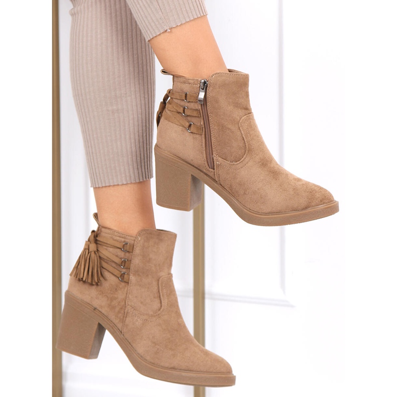 Bottines à talon en caoutchouc Alva Camel beige 1