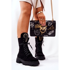 PL4 Bottines en daim noir avec ornements Elaina 2