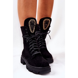 PL4 Bottines en daim noir avec ornements Elaina le noir 3