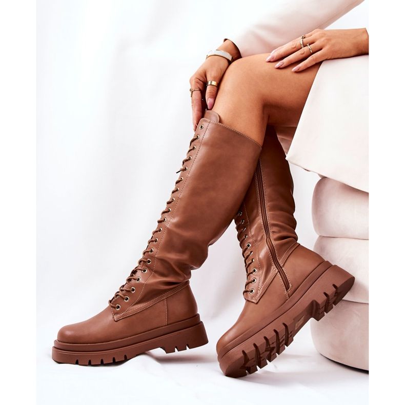 PG2 Bottes hautes chaudes nouées camel Kannies brun 1