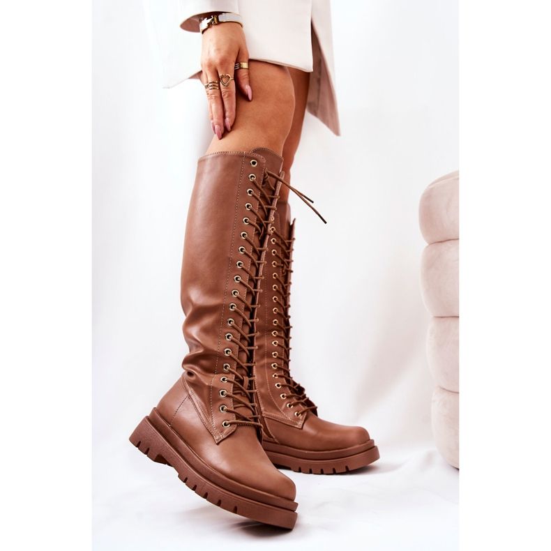 PG2 Bottes hautes chaudes nouées camel Kannies brun 2