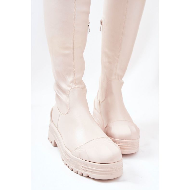 PG2 Bottes hautes avec fermeture éclair Charmaine beige 1