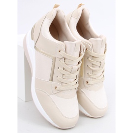 Baskets compensées Wisto Abricot beige 1