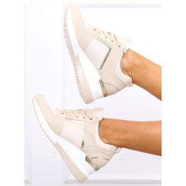 Baskets compensées Wisto Abricot beige 2