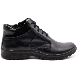 KOMODO Chaussures d'hiver en cuir noir pour hommes 907K 1
