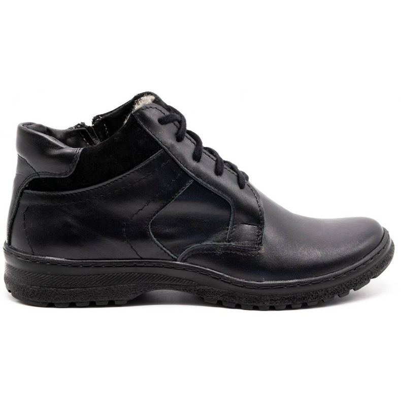 KOMODO Chaussures d'hiver en cuir noir pour hommes 907K 1