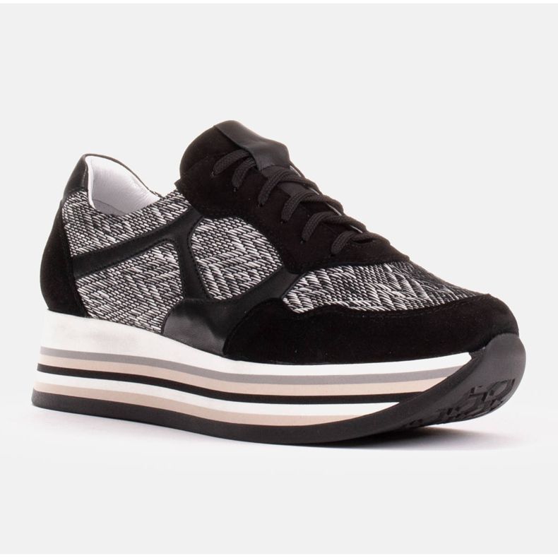 Marco Shoes Baskets sur semelle épaisse en cuir naturel blanche le noir 1 Marco Shoes Baskets sur semelle épaisse en cuir naturel blanche le noir 1