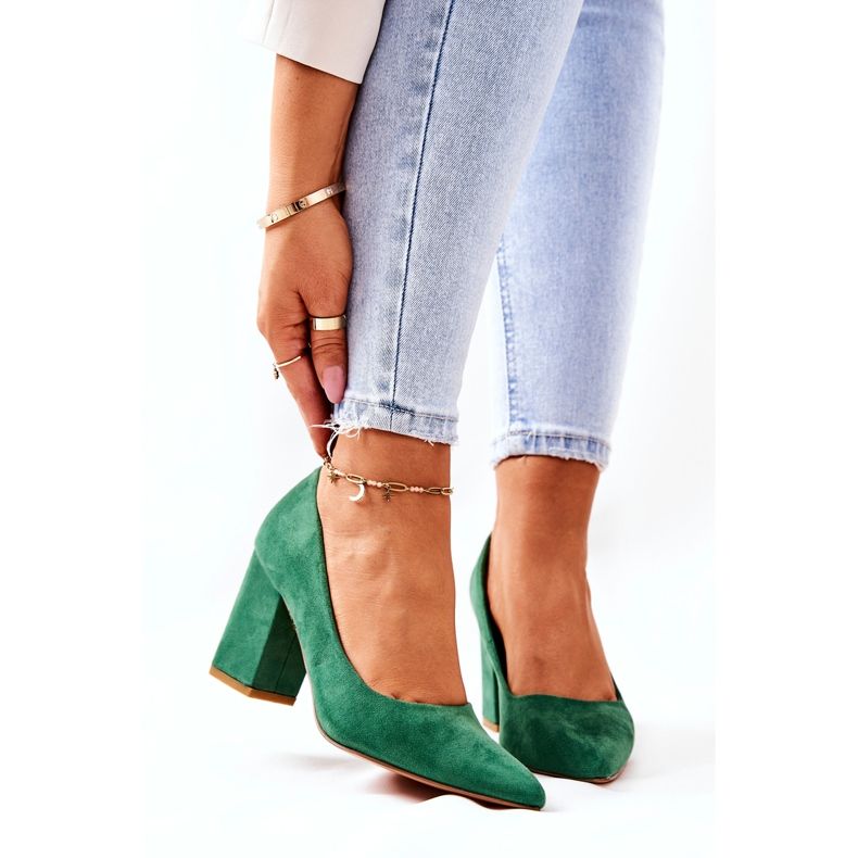 WS1 Escarpins On A Pole Suède Vert Florena 1