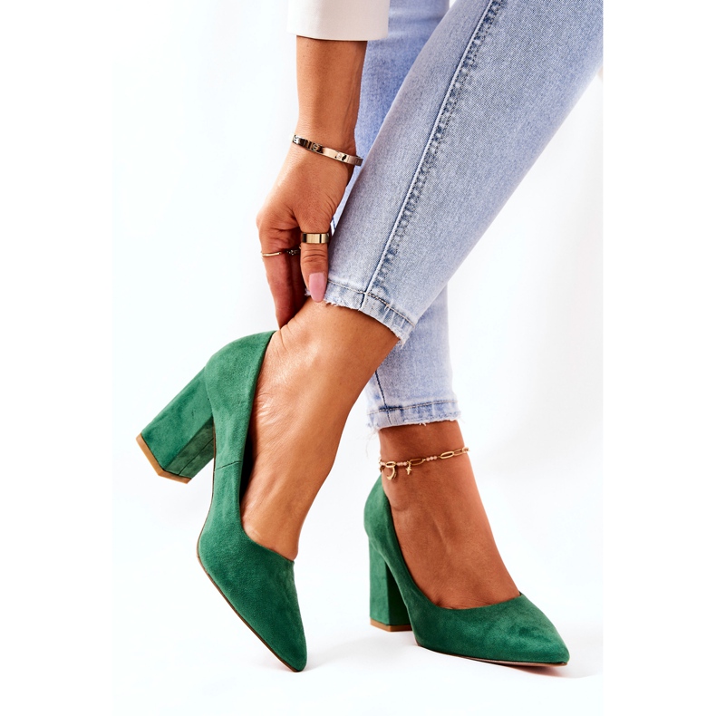 WS1 Escarpins On A Pole Suède Vert Florena 2