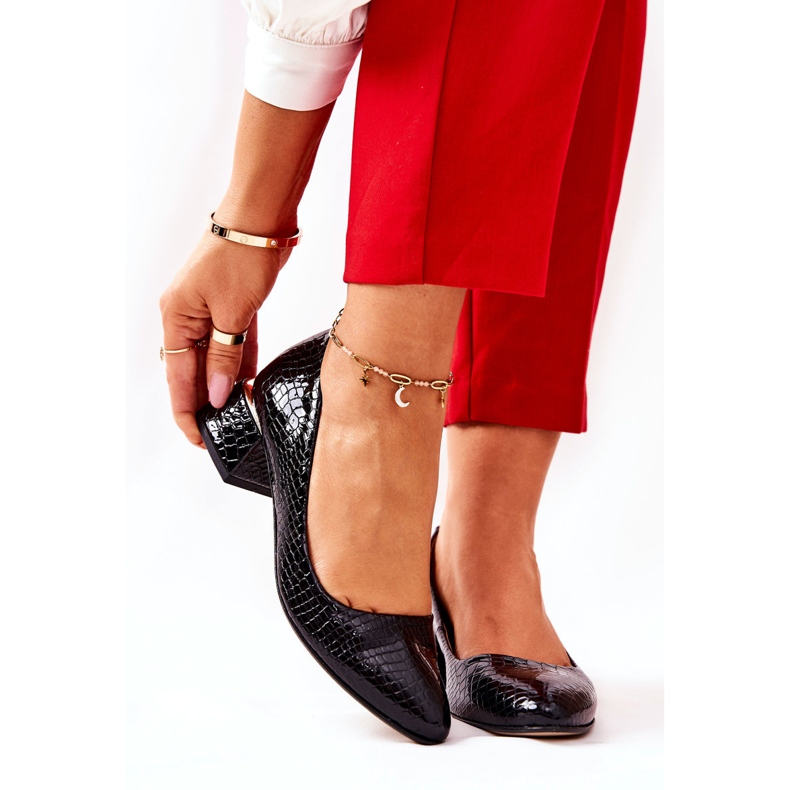 Lewski Shoes Escarpins Cuir Serpent Lewski 3118 Noir 2