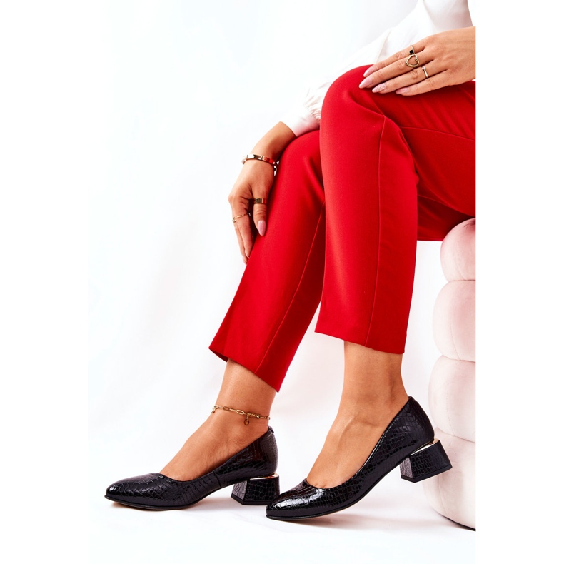 Lewski Shoes Escarpins Cuir Serpent Lewski 3118 Noir 1