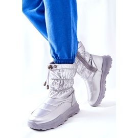 PE1 Bottes de neige chaudes Silver Starbone pour femmes avec fermeture éclair argent 4